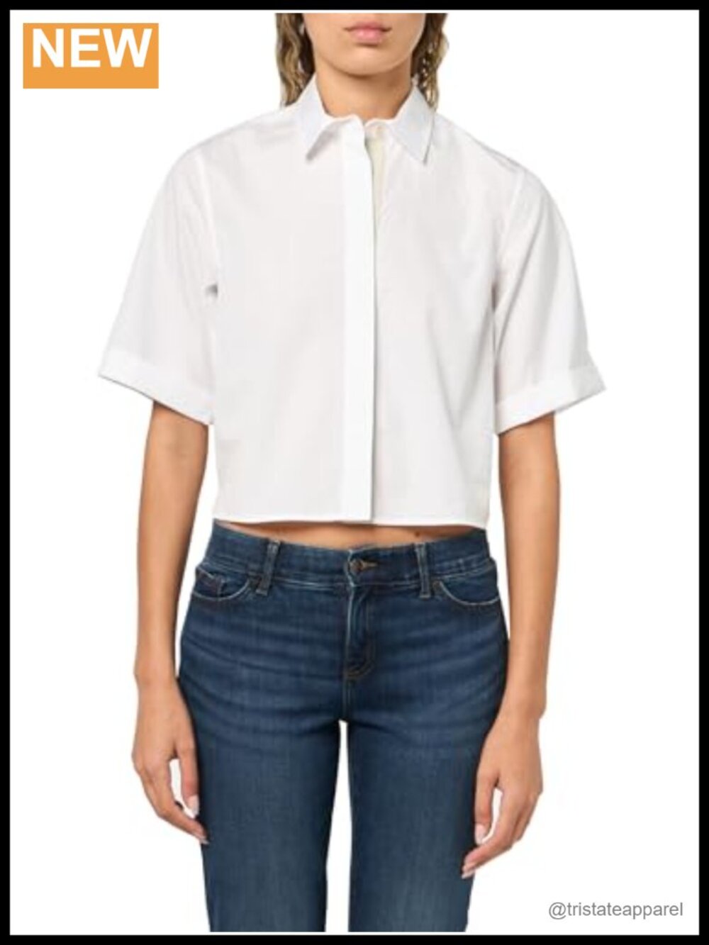 Vince Women's Short Sleeve Button Down Shirt, Canvas Tape Trim, Cotton